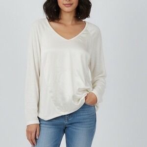 Red Haute Cream V Neck Long Sleeve Top Women's Size L